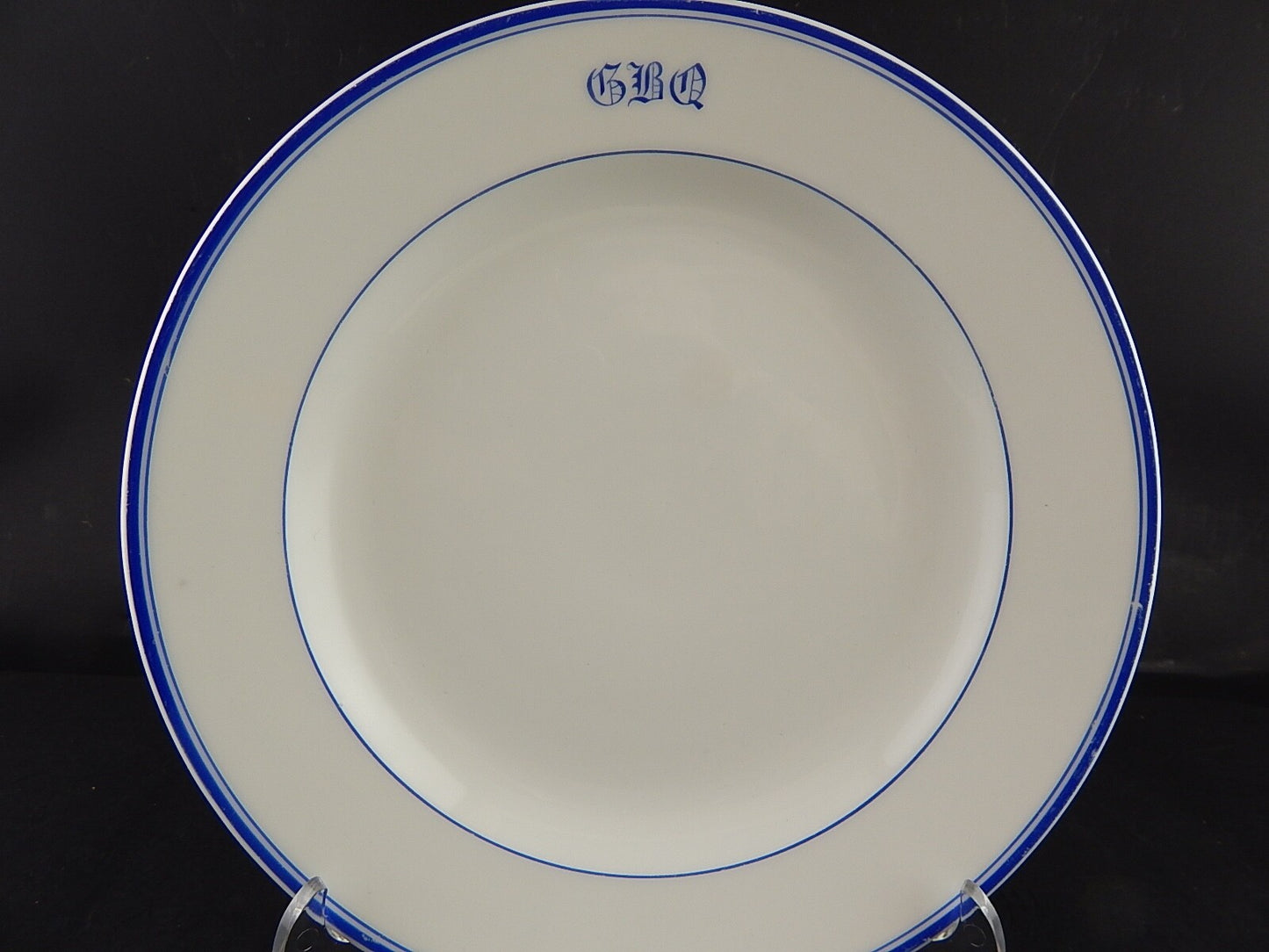 ANTICO PREZIOSO VASSOIO ROTONDO PORCELLANA DI PARIGI PROFILI BLU FINE 800