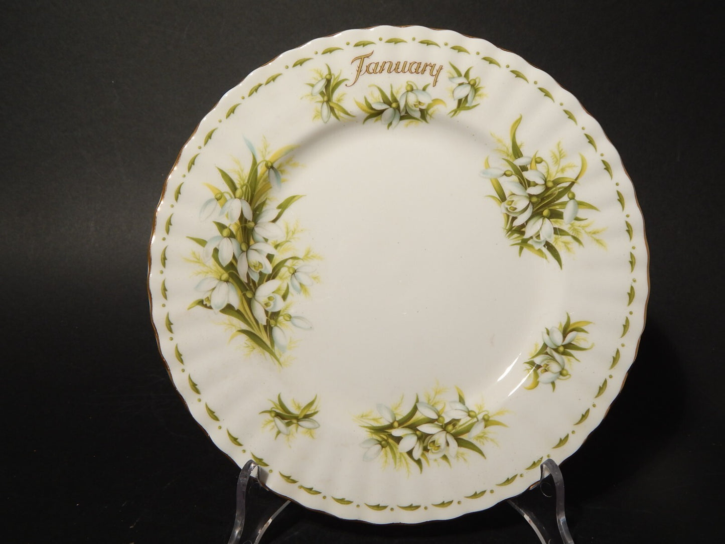 PORCELLANA ROYAL ALBERT PIATTO CM 21 FLOWER OF THE MONTH JANUARY GENNAIO