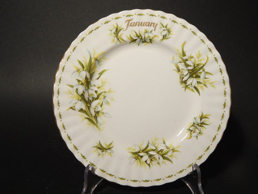 PORCELLANA ROYAL ALBERT PIATTO CM 21 FLOWER OF THE MONTH JANUARY GENNAIO