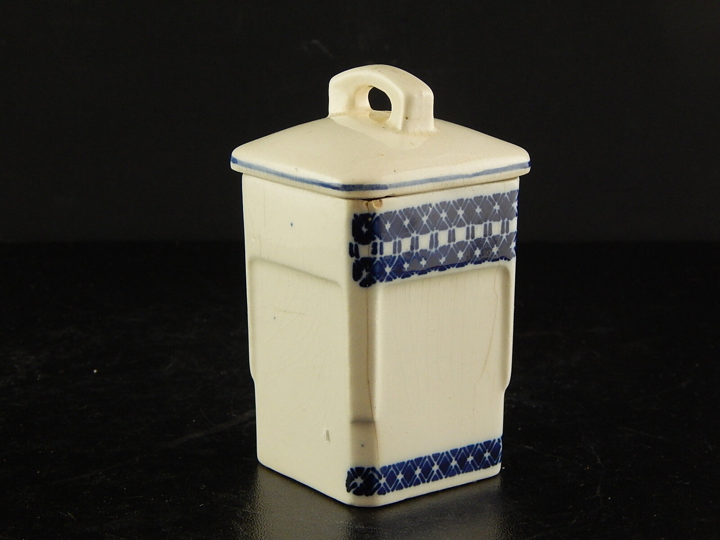 ANTICO BARATTOLO SPEZIE CERAMICA CARRY CUCINA ART DECO PRIMO 900 BIANCO BLU