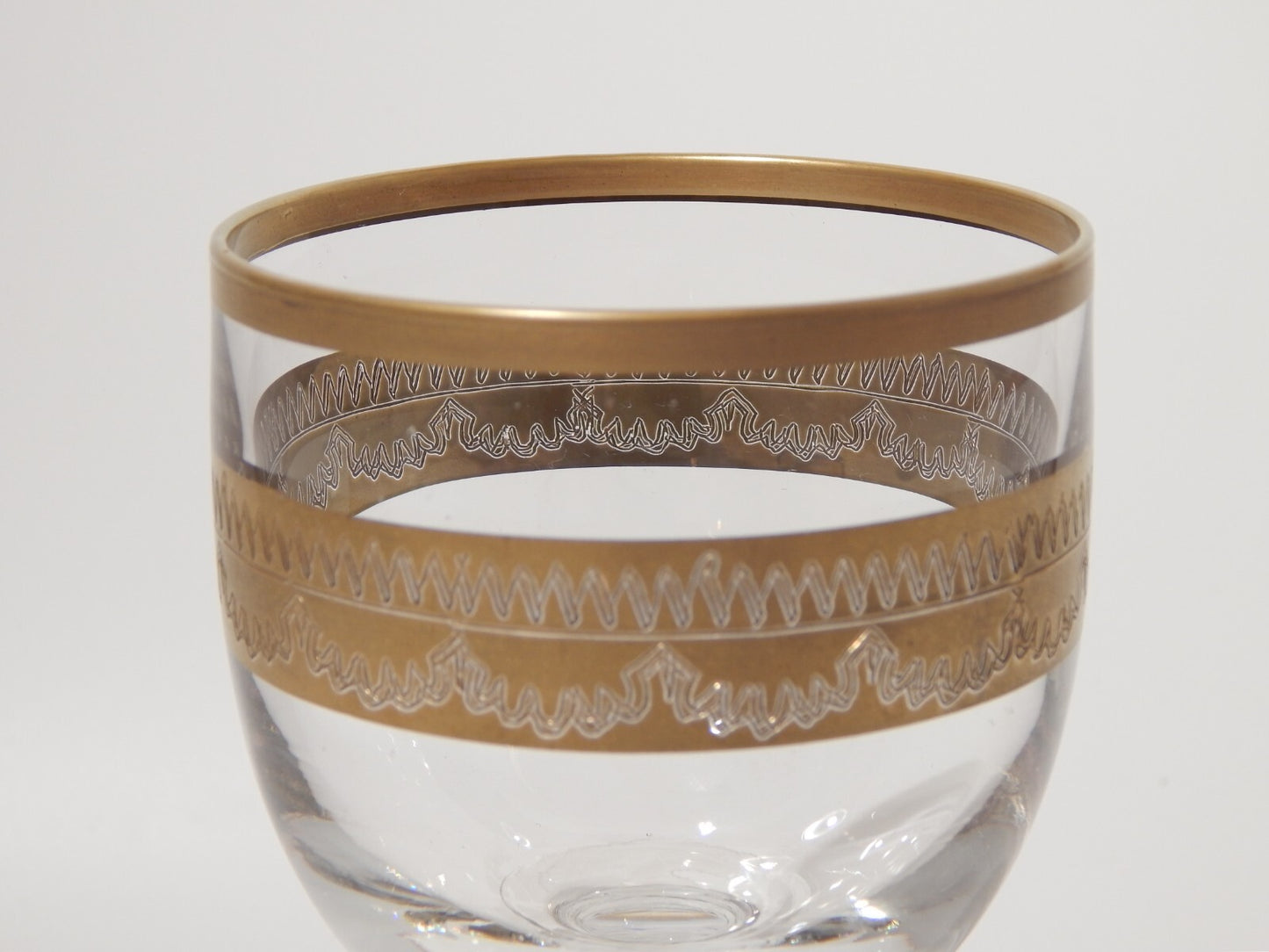 PREZIOSO STILE IMPERO CALICE VETRO SOFFIATO MURANO VENEZIANO DECORO ORO