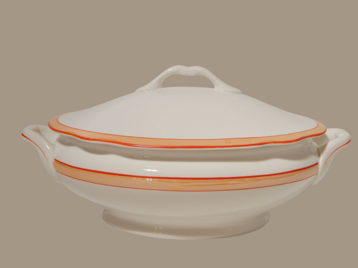 ANTICA RARA ZUPPIERA CENTROTAVOLA SOCIETÀ CERAMICA REVELLI LAVENO FASCIA ARANCIO