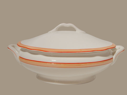 ANTICA RARA ZUPPIERA CENTROTAVOLA SOCIETÀ CERAMICA REVELLI LAVENO FASCIA ARANCIO