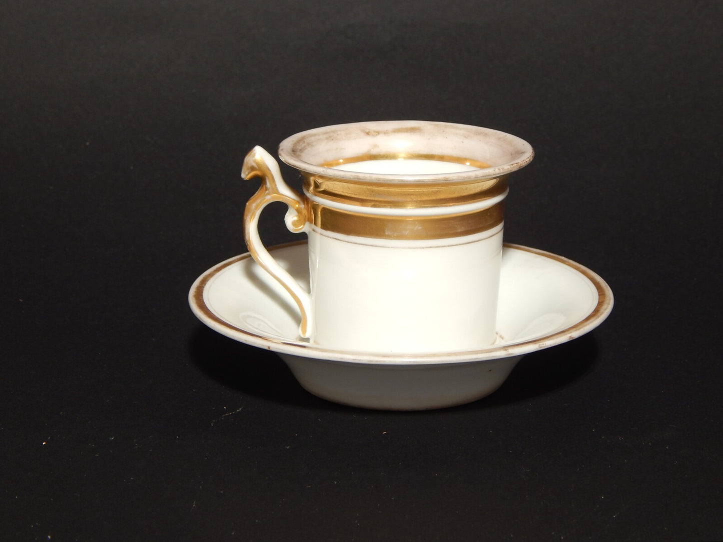 ANTICA PREZIOSA TAZZA PORCELLANA BIANCA E ORO IMPERO GINORI DOCCIA META' 800 #