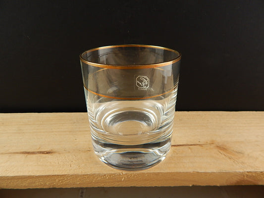 VINTAGE SERVIZIO 6 BICCHIERI CRISTALLO TUMBLER PROFILO ORO ZECCHINO