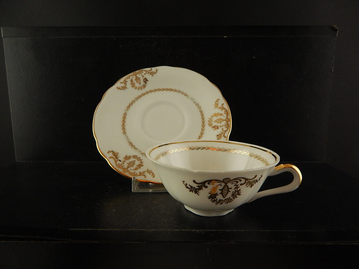ANTICA TAZZA CAFFÈ PORCELLANA BIANCA ORO PORCELAINE COMPAGNIE NATIONALE DIFETTO