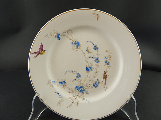 ANTICO PIATTO PIANO CERAMICA RICHARD MILANO FIORI FARFALLE UCCELLINI A758