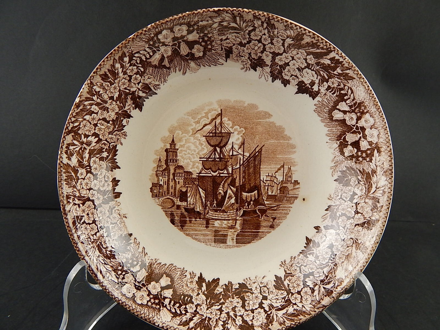 ANTICA CIOTOLA SEMI PORCELLANA RICHARD MILANO DECORO FERRARA META' 800