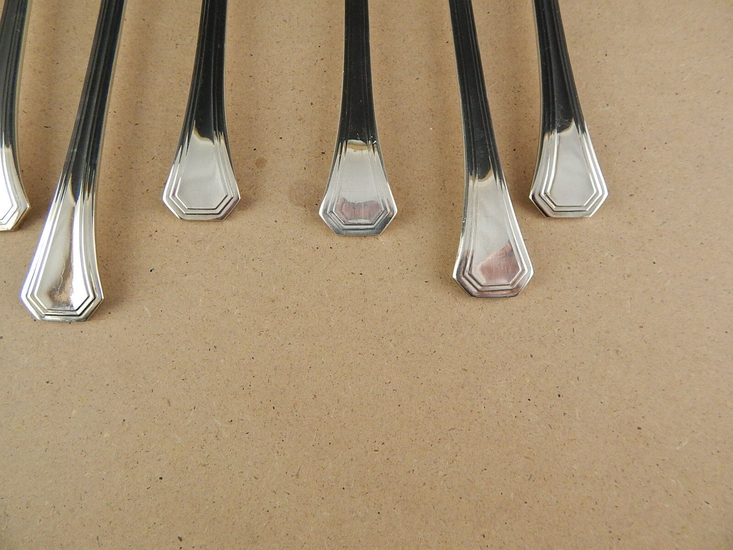 VINTAGE ARGENTERIA SAMBONET G S SET 6 FORCHETTE ARGENTATE MODELLO DECO'