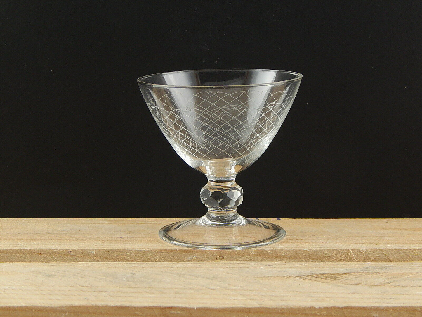 ANTICO BICCHIERE CALICE CRISTALLO INCISO PUNTA DIAMANTE ART DECO