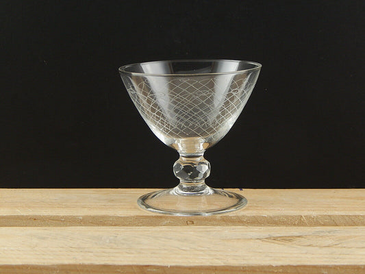 ANTICO BICCHIERE CALICE CRISTALLO INCISO PUNTA DIAMANTE ART DECO