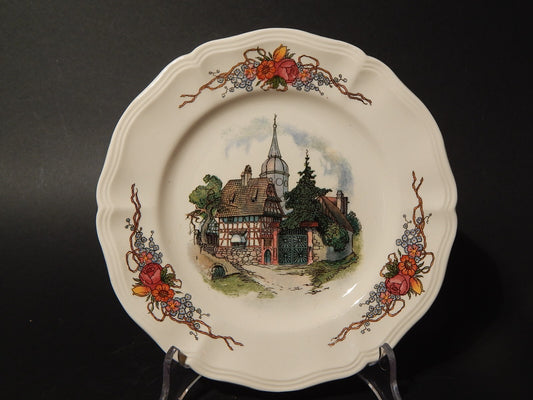 VINTAGE PIATTO DECORATIVO CERAMICA SARREGUEMINES OBERNAI PRIMA META' 900 #741