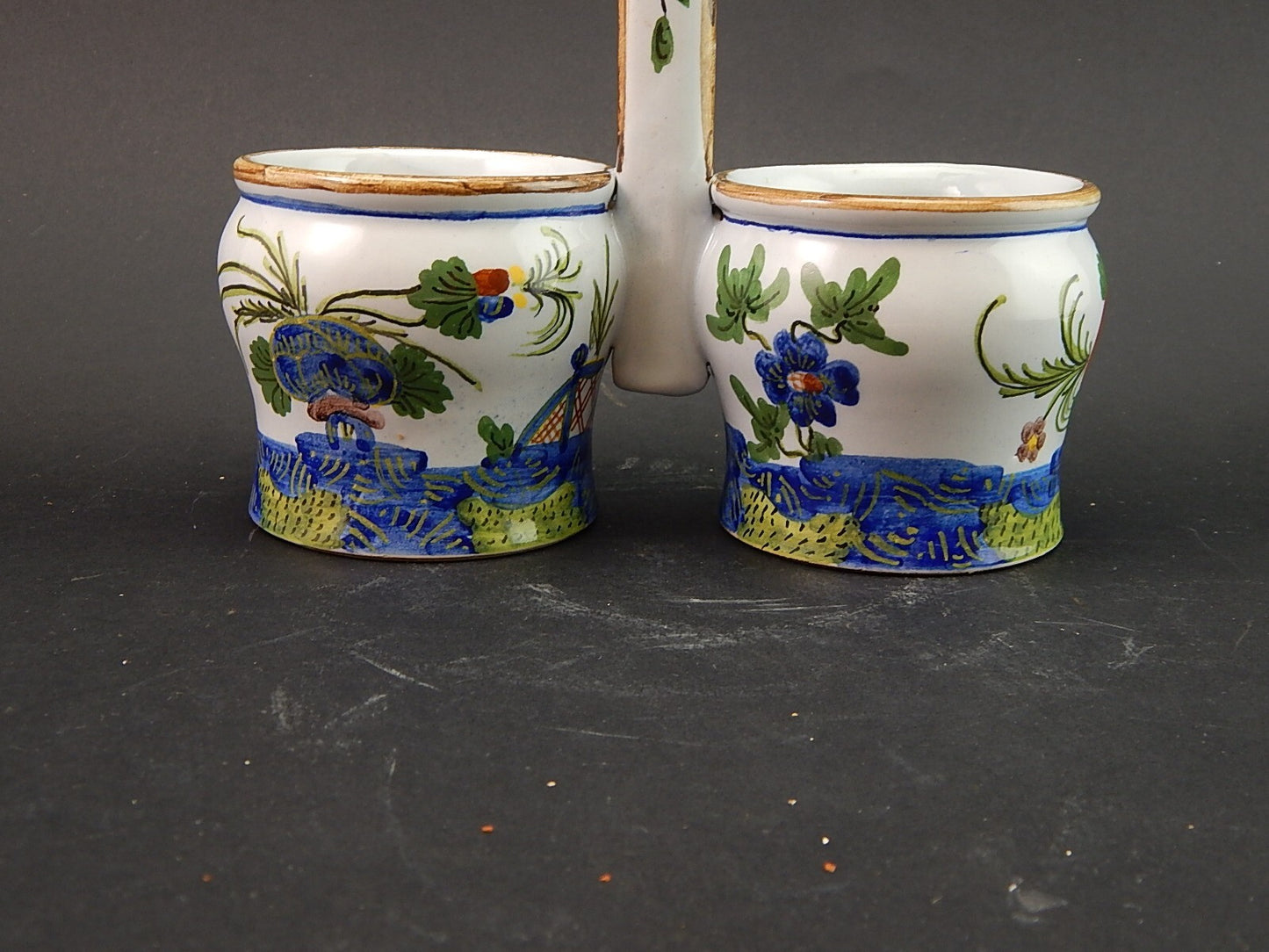 ANTICO PORTA CONDIMENTI DECORO GAROFANO MAIOLICA FORNACE CERAMICA BUBANI FAENZA