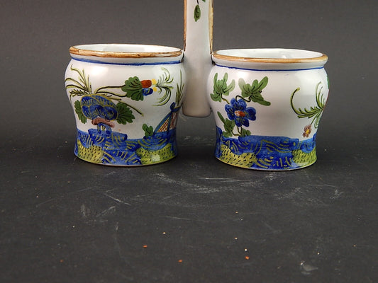 ANTICO PORTA CONDIMENTI DECORO GAROFANO MAIOLICA FORNACE CERAMICA BUBANI FAENZA