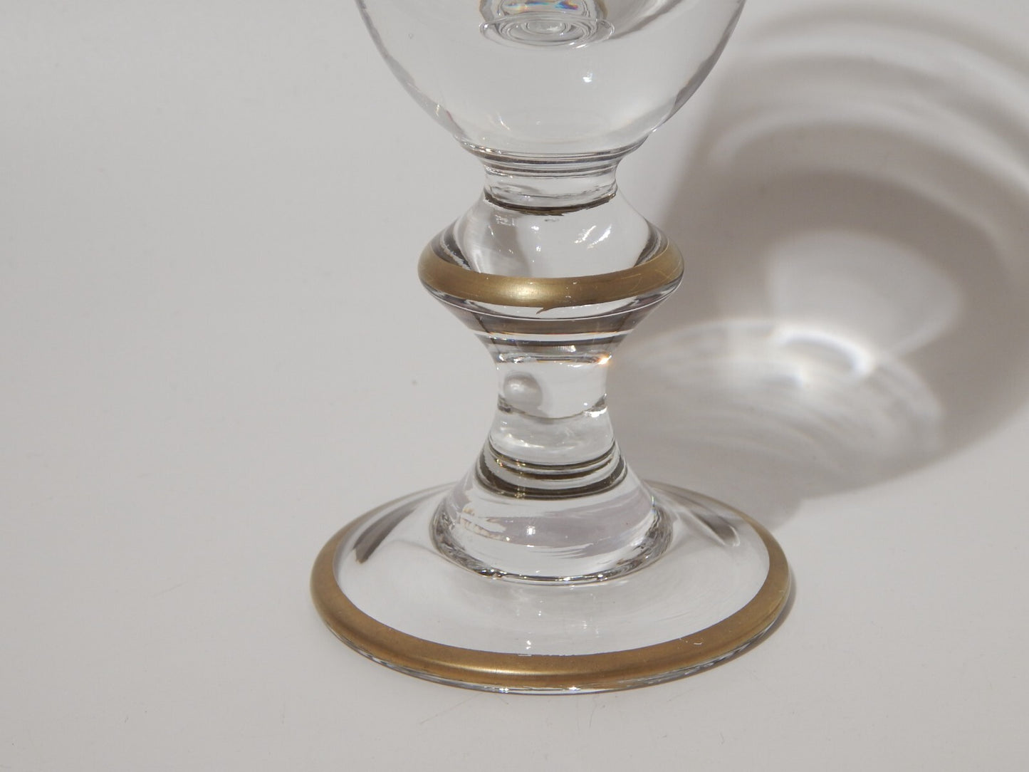 PREZIOSO STILE IMPERO CALICE VETRO SOFFIATO MURANO VENEZIANO DECORO ORO CM 20