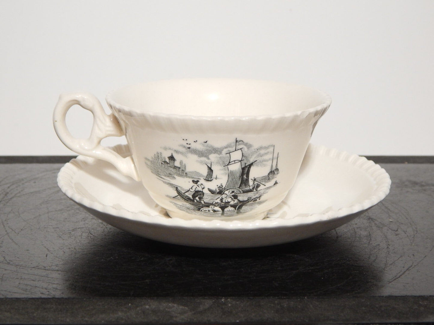 ANTICA TAZZINA CAFFE' INGLESE SEMI PORCELLANA COPELAND SPODE PAESAGGIO MARINO