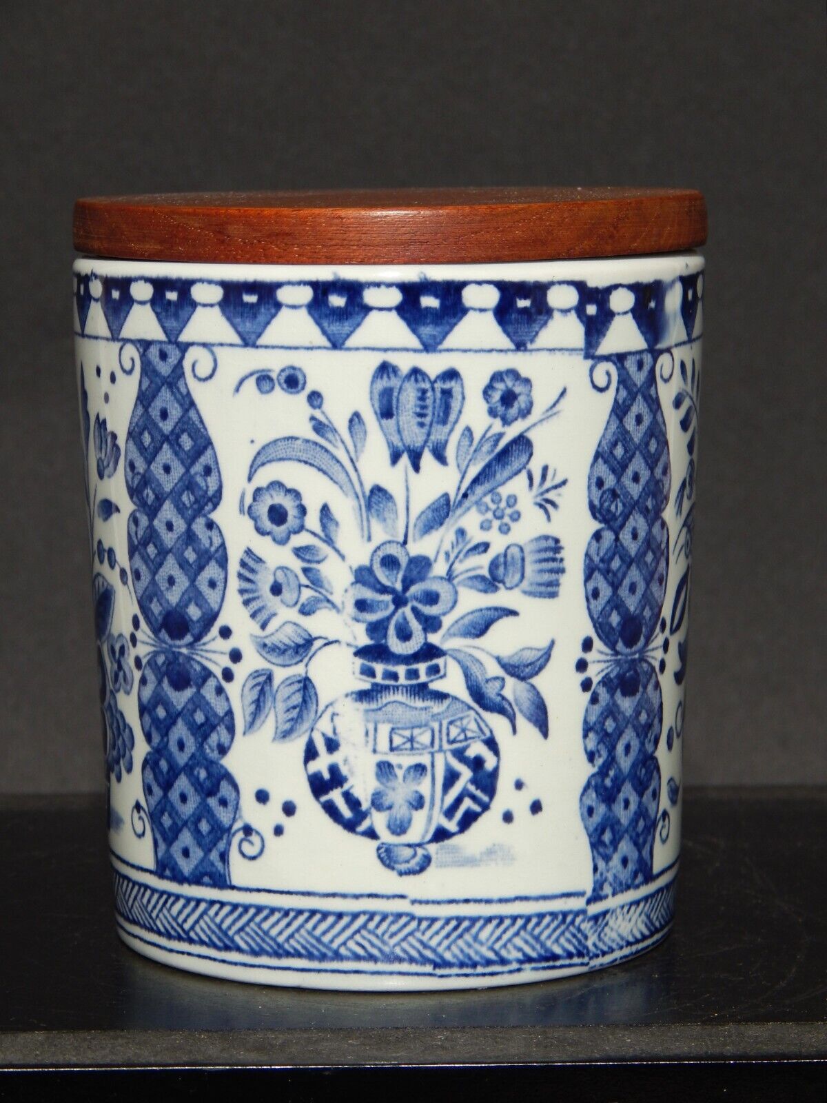 VINTAGE VASO CERAMICA PORTA TABACCO DELFT MAASTRICHT PETRUS REGOUT KING GUSTAV