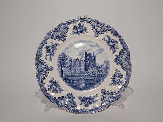 VINTAGE JOHNSON BROS OLD BRITAIN CASTLE BLU PIATTO PIANO PORCELLANA DIFETTO 1922