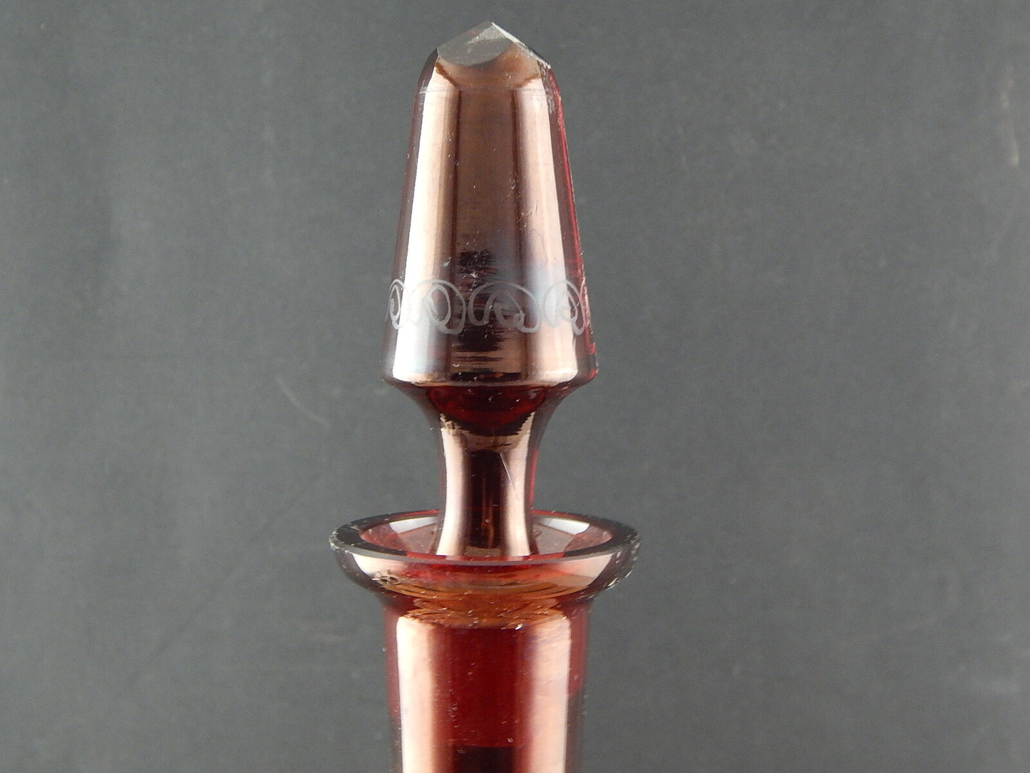 ANTICA RARA BOTTIGLIA INCISA CRISTALLO BOHEMIA BIEDERMEIER ROSSO RUBINO