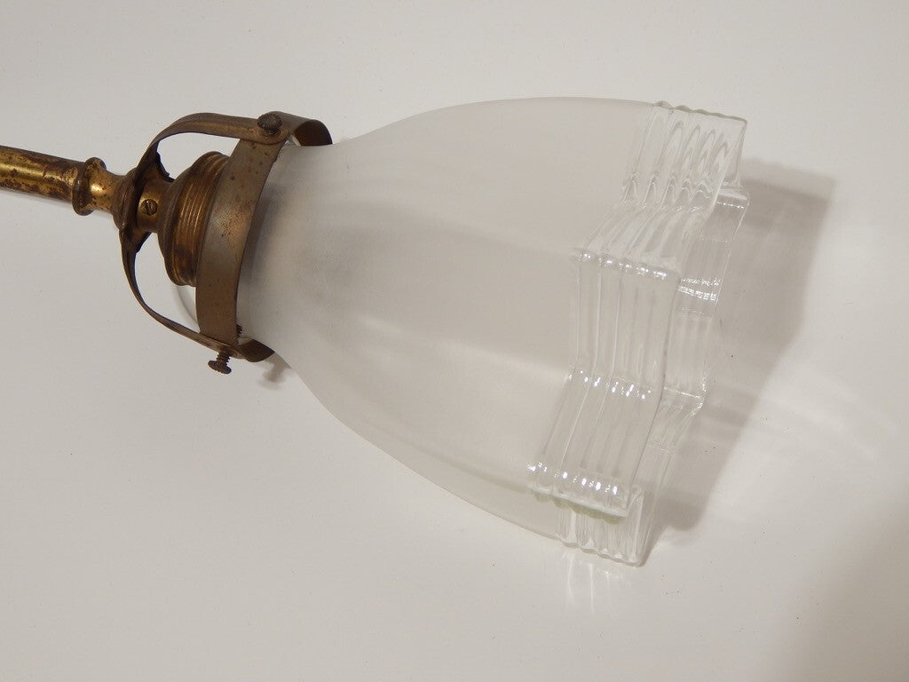 ANTICA ELEGANTE LIBERTY APPLIQUE LAMPADA PARETE OTTONE TULIP IN VETRO SATINATO