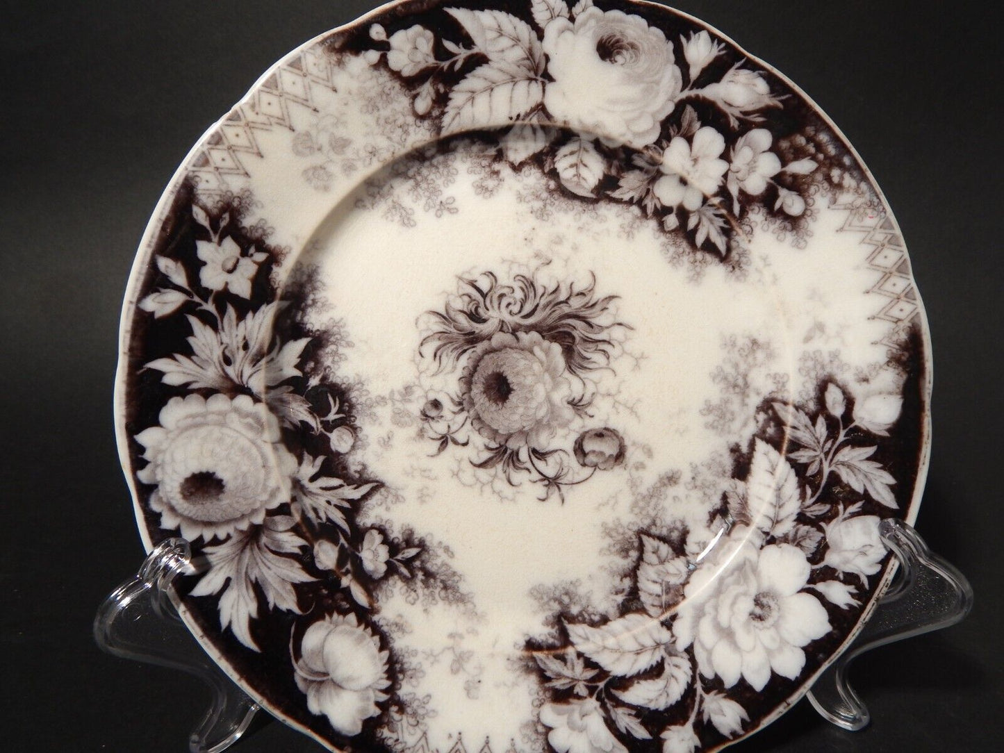 ANTICO PIATTO CERAMICA DISEGNO JARDINIERE VILLEROY & BOCH FINE '800 difetto 1143