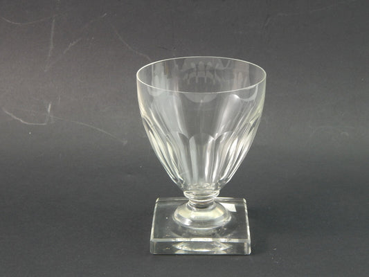 ANTICO EDOARDIANO BICCHIERE GRANDE CALICE CRISTALLO MOLATO BASE QUADRATA