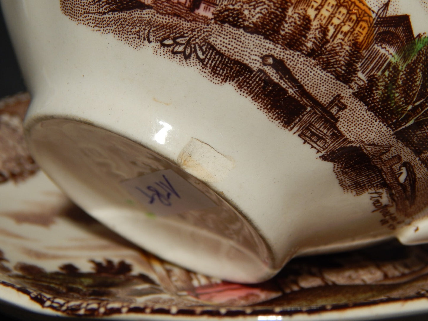 ANTICA TAZZA TE' PORCELLANA JOHNSON BROS OLD BRITAIN CASTLE MULTICOLOR DIFETTO