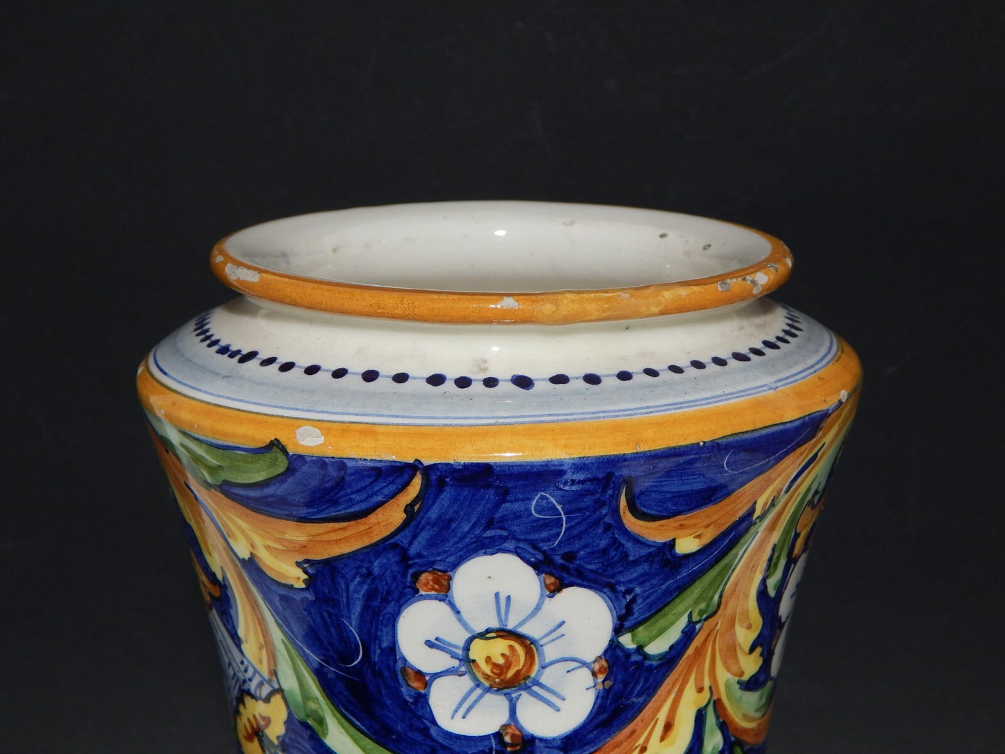 ANTICO VASO ALBARELLO CERAMICA CALTAGIRONE EPOCA 1800 COM STEMMA ARALDICO