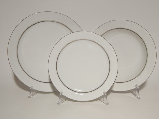 VINTAGE ELEGANTE SERVIZIO TAVOLA PORCELLANA BIANCA E ARGENTO ESCHENBACH IMPERO