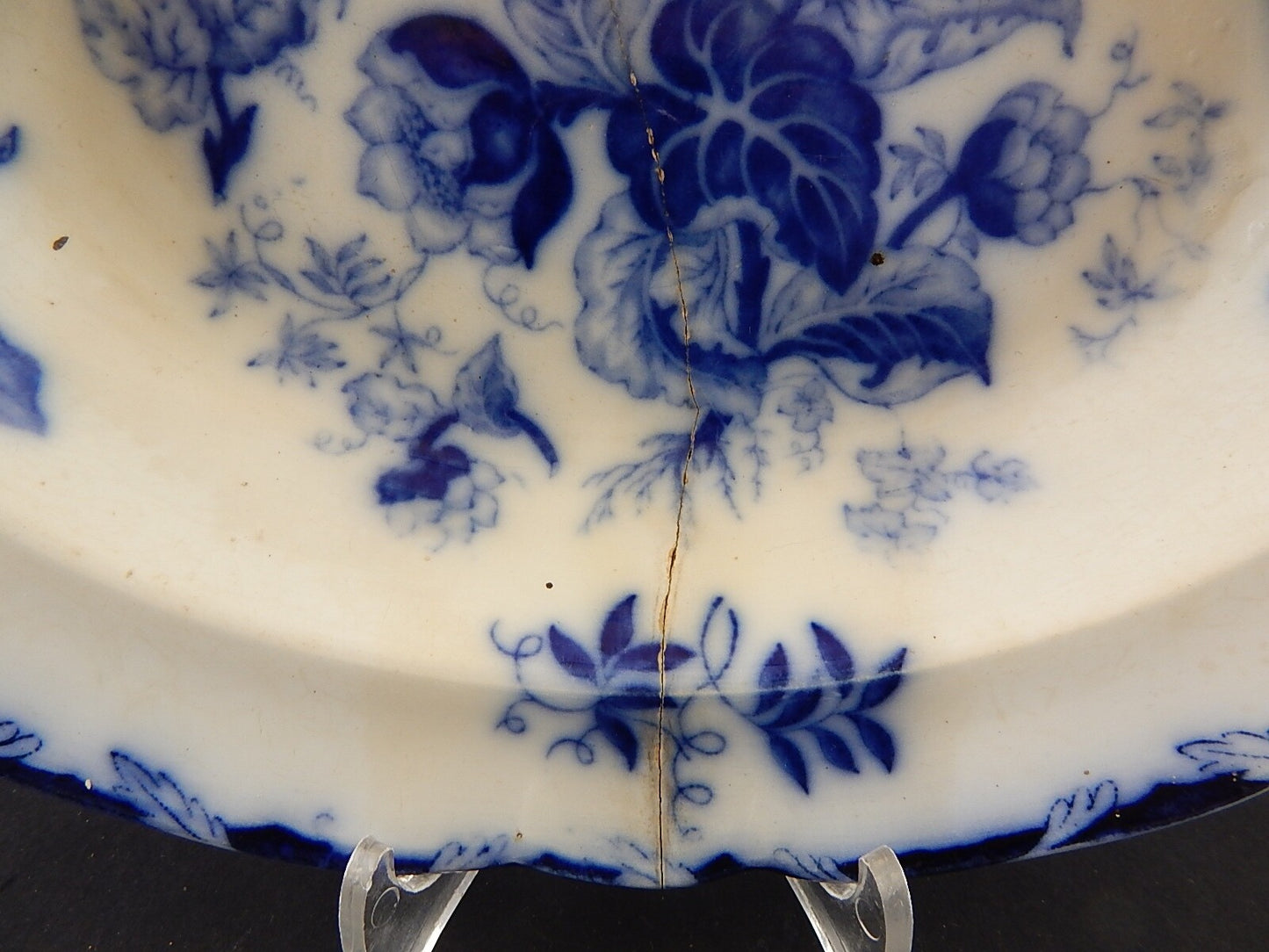 ANTICO VASSOIO NINFEE CERAMICA RICHARD MILANO FINE 800 FLOW BLUE WATER NYMPH