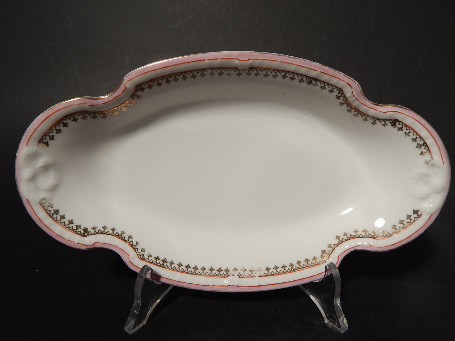 ANTICA RAVIERA VASSOIO PORCELLANA GINORI LIBERTY DECORO ROSA E ORO