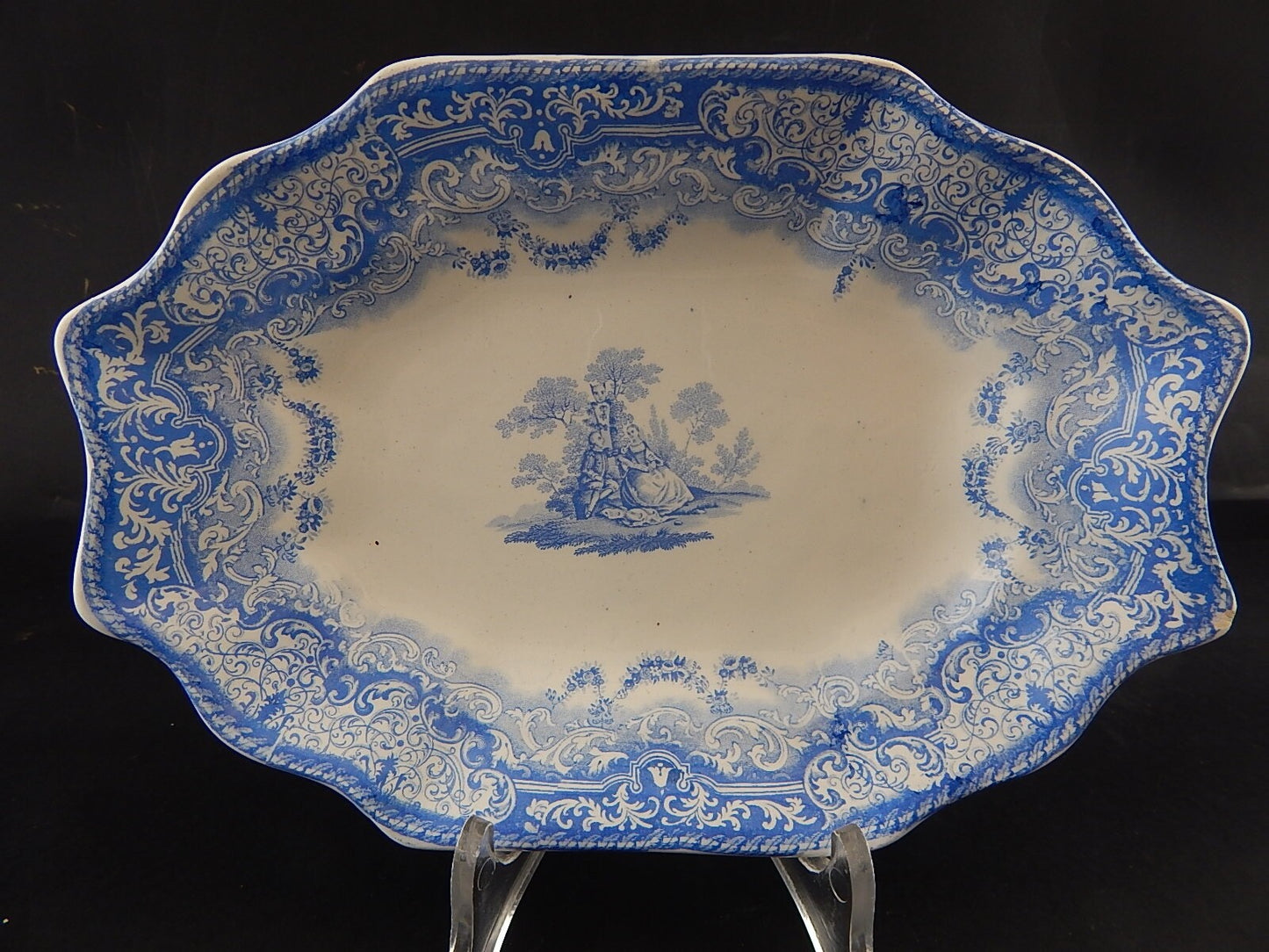 COPELAND & GARRETT 1844 ANTICO RARO PREZIOSO VASSOIO CERAMICA LOUIS QUATORZE