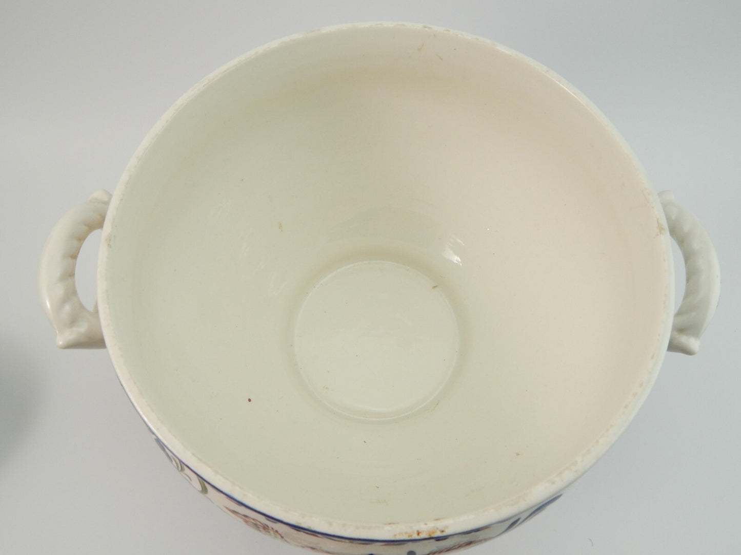 VINTAGE ZUPPIERA E MESTOLO CENTROTAVOLA CERAMICA VIEUX RHODES BOCH FATTA A MANO