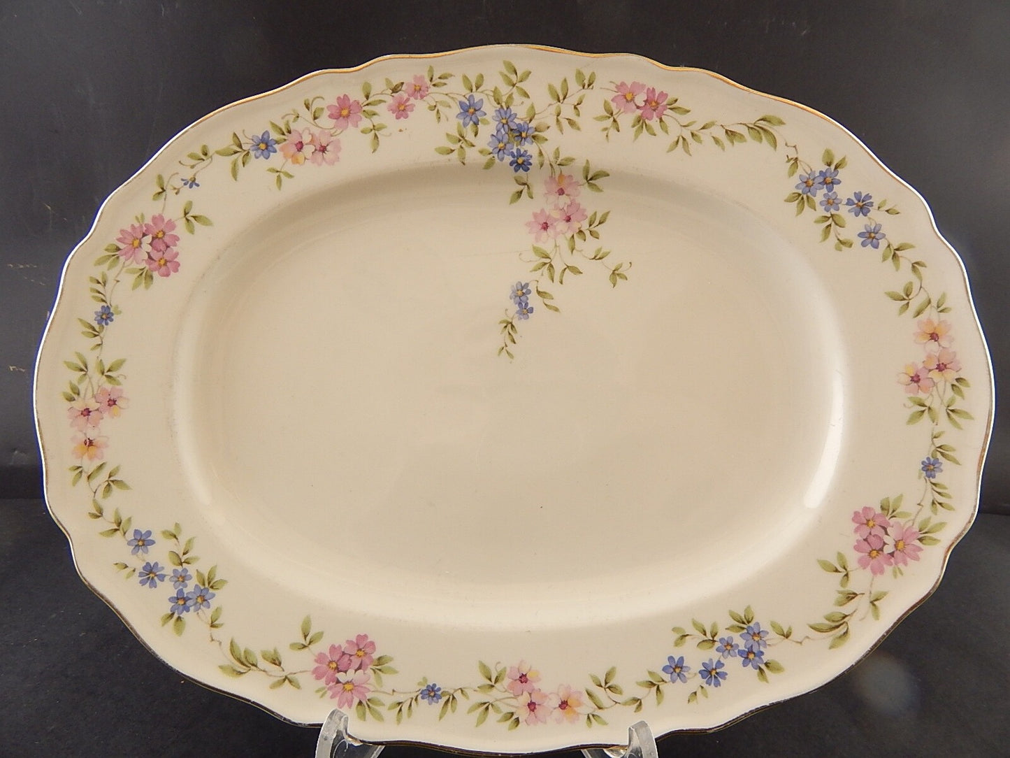 ANTICO VASSOIO PREZIOSA PORCELLANA KRAUTHEIM BAVARIA GHIRLANDA CM 30 X 23