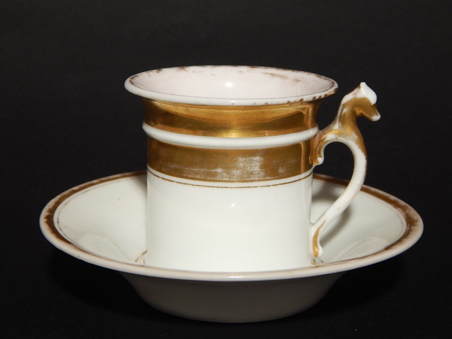 ANTICA PREZIOSA TAZZA PORCELLANA BIANCA E ORO IMPERO GINORI DOCCIA META' 800 #