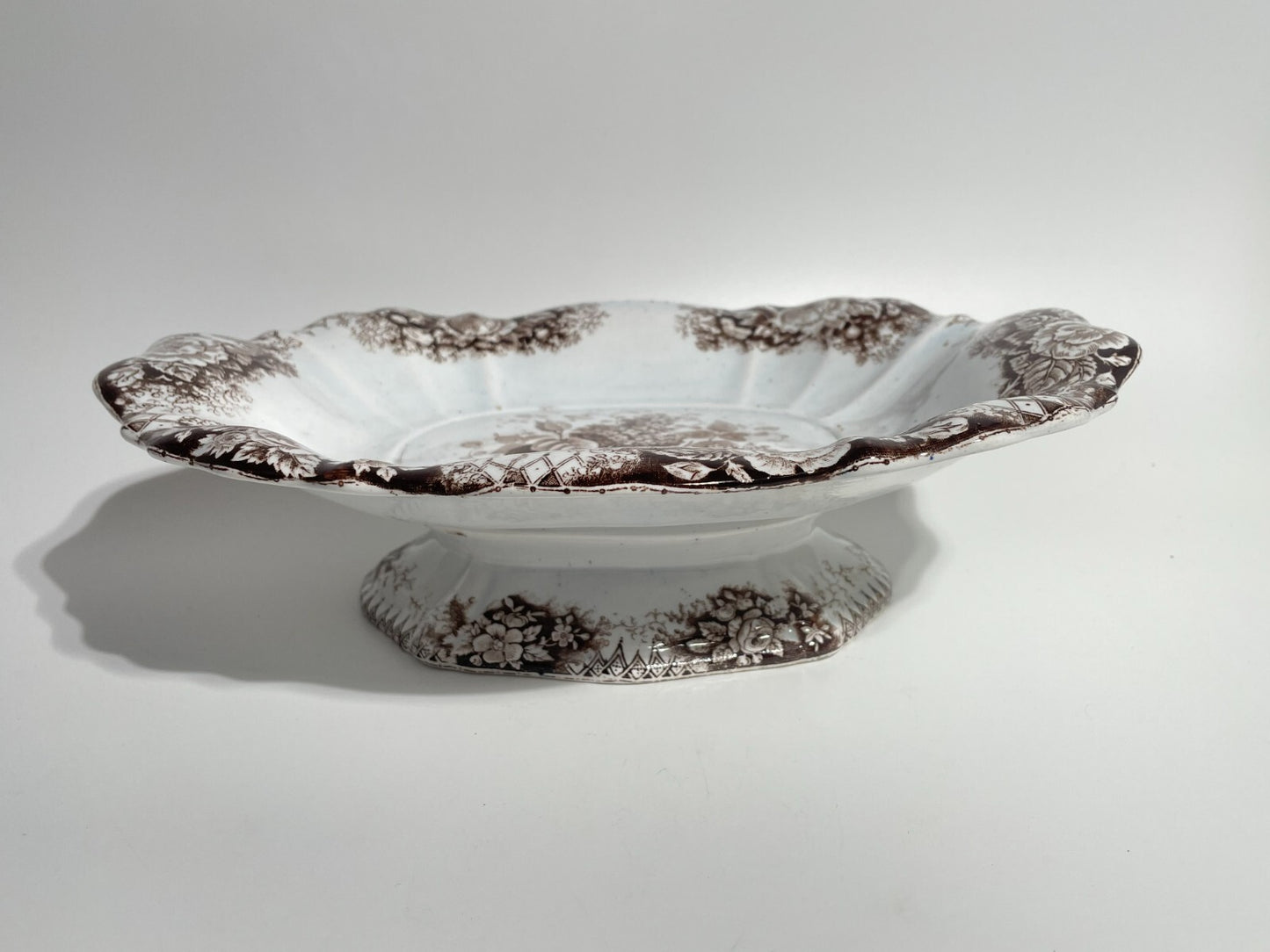 ANTICA RARA ALZATA CENTROTAVOLA CERAMICA VERBANUM STONE LAVENO DECORO JARDINIERE