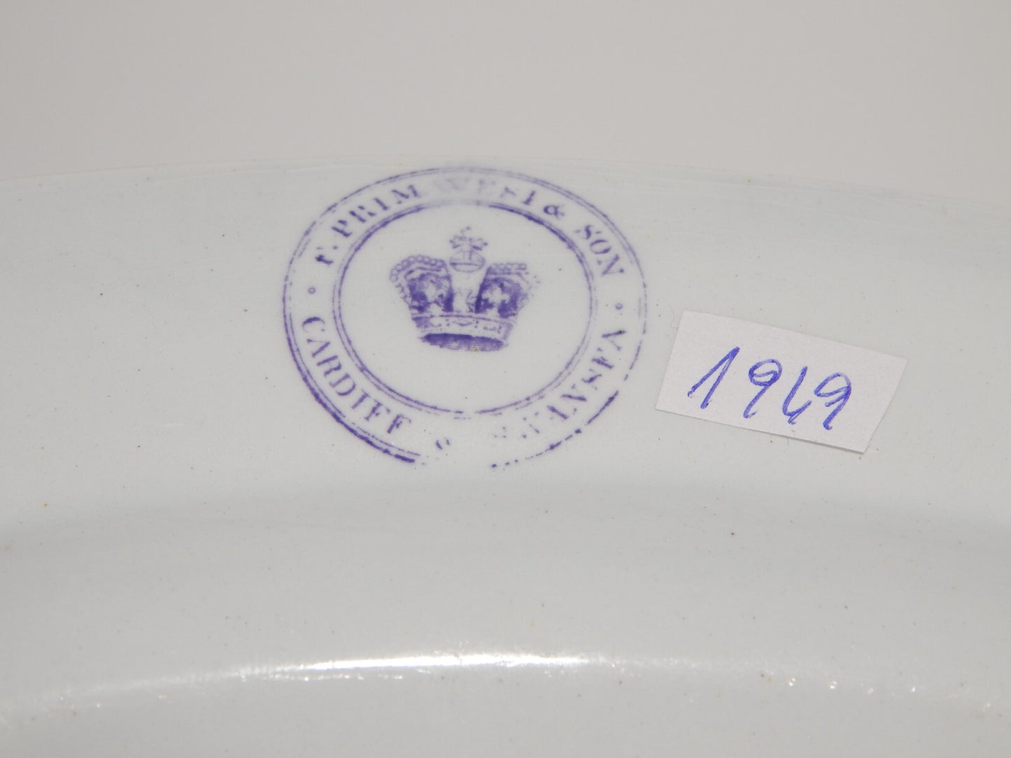 ANTICO RARO VASSOIO CERAMICA STAFFORDSHIRE PRIMAVESI 1860 ERMINE BORDER VIOLA #