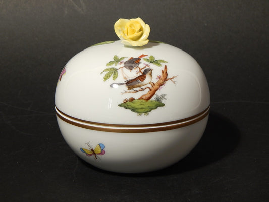 PORCELLANA HEREND COFANETTO BOMBONIERA PORCELLANA ROTHSCHILD ROSA GIALLA