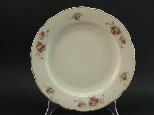 ANTICO LIMOGES VASSOIO ROTONDO PORCELLANA FINE 800 BOUQUET DI ROSE 31,5 CM