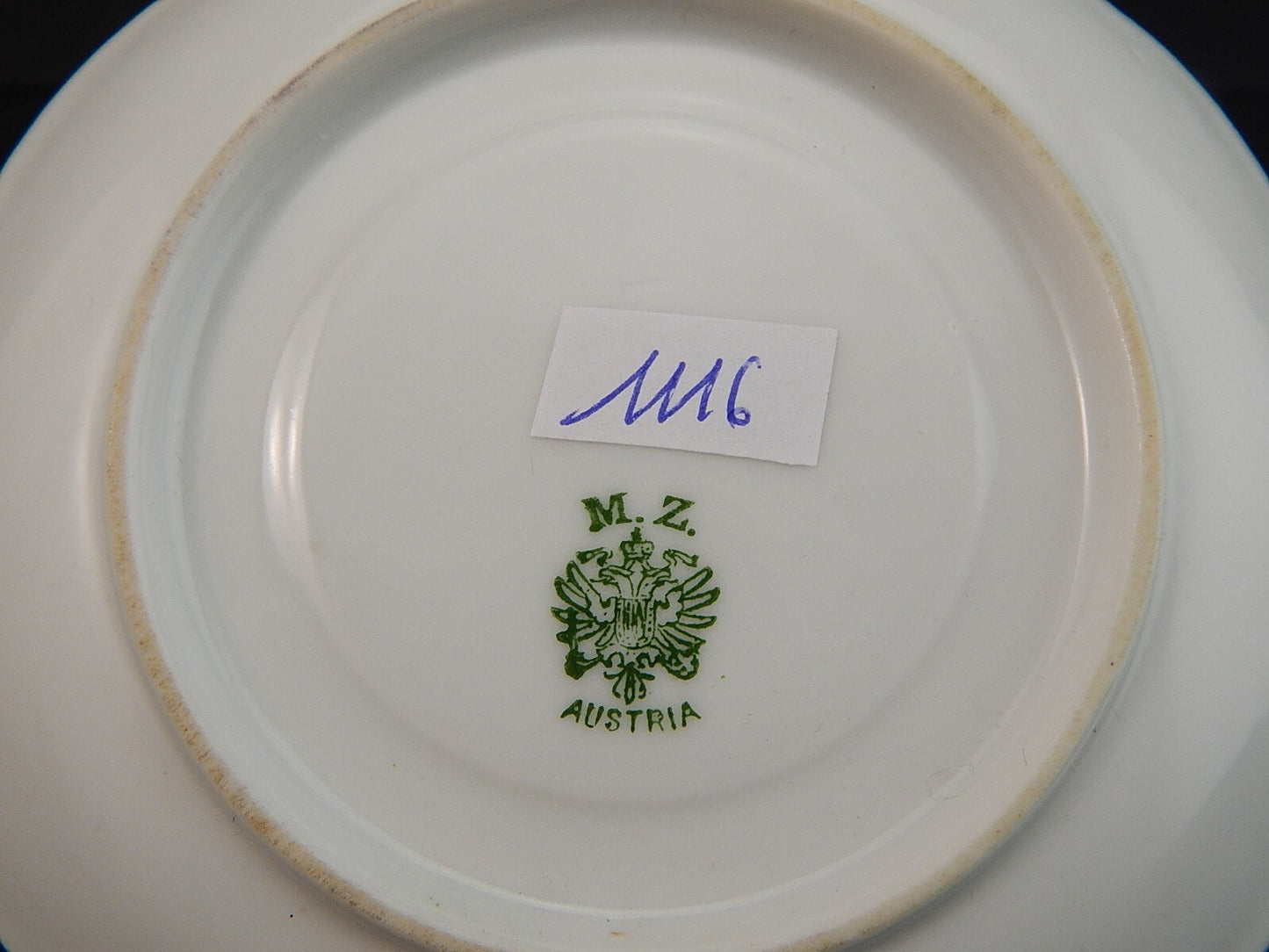 ANTICA TAZZA+PIATTINO FINE 800 PORCELLANA BIANCA DECORO ORO ZECCHINO M Z AUSTRIA