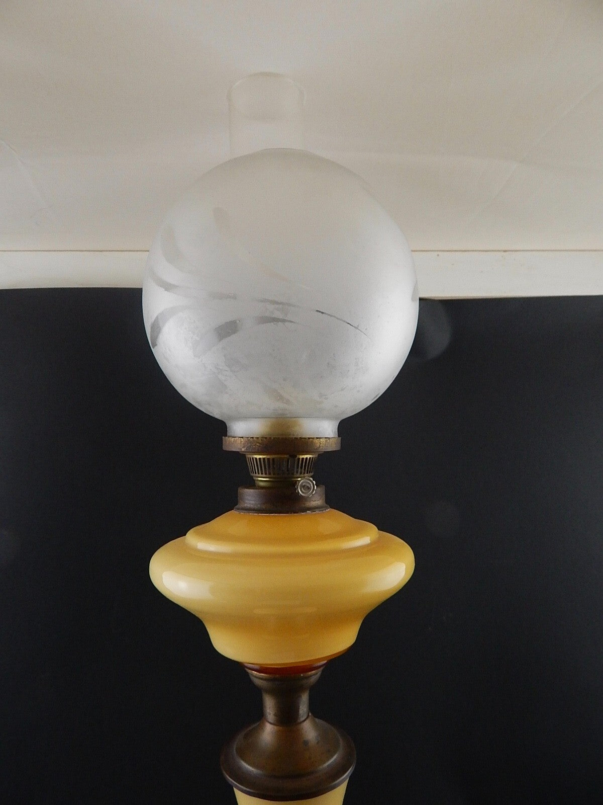 ANTICA COPPIA LAMPADE TAVOLO LUMI A PETROLIO STILE IMPERO NAPOLEONE GIUSEPPINA