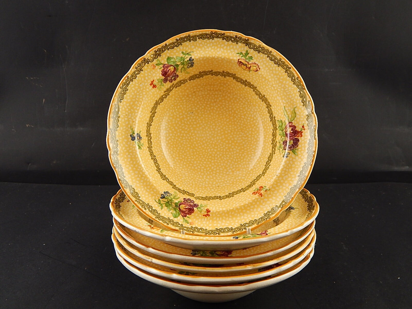 ANTICO SET 6 CIOTOLE MACEDONIA GELATO CEREALI PORCELLANA BOOTHS PRIMA META' 900