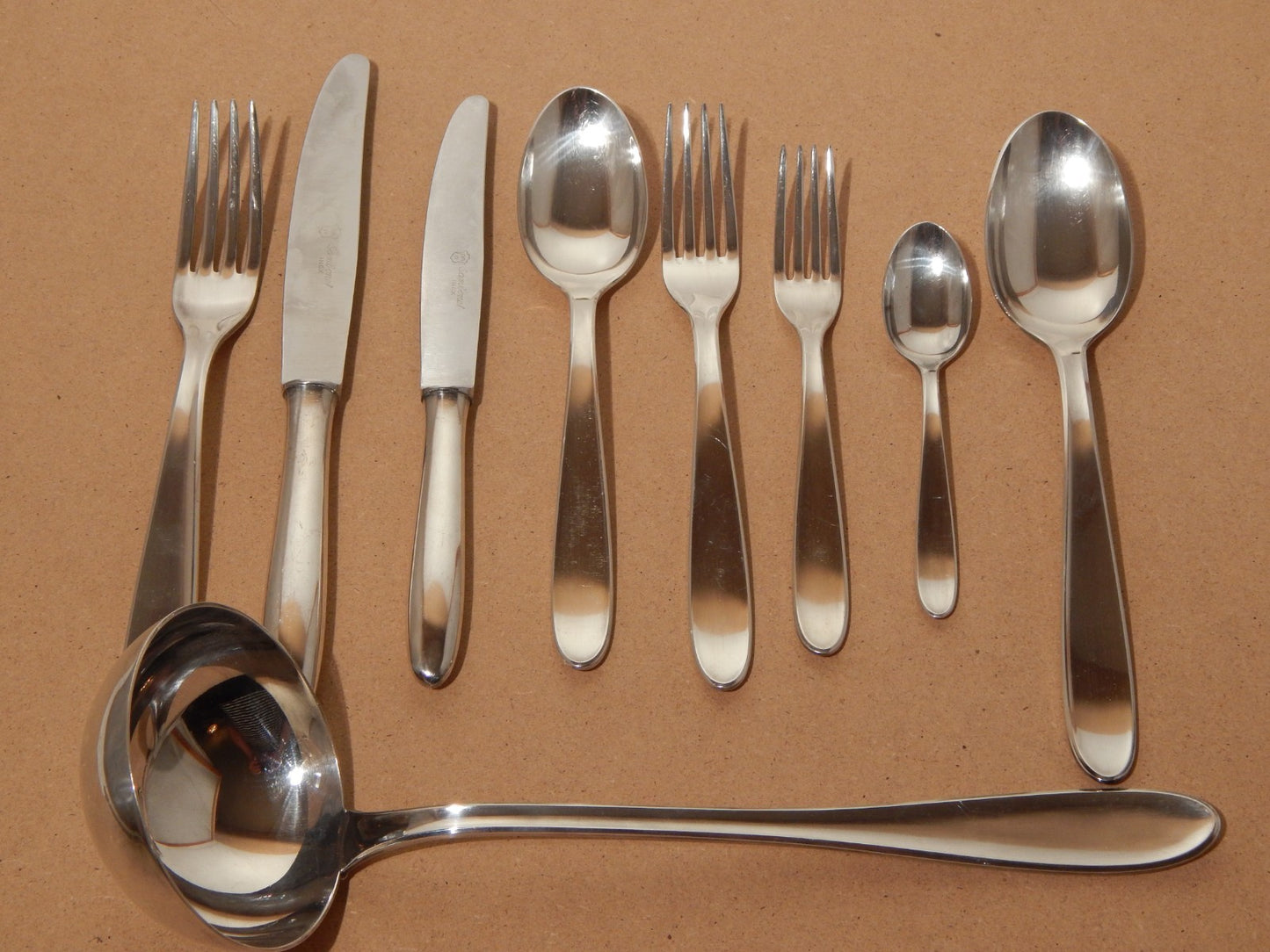 MODERNARIATO ARGENTERIA SAMBONET AS SERVIZIO POSATE ALPACCA ARGENTATE LAME INOX