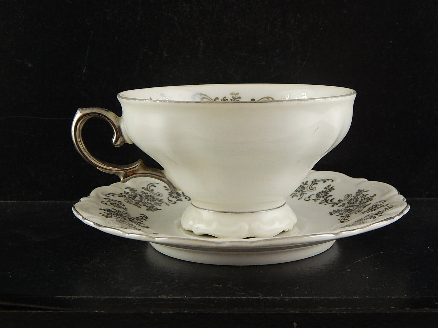 ANTICA ART DECO PREZIOSA TAZZA TE' PORCELLANA ARGENTO 925 WINTERLING BAVARIA