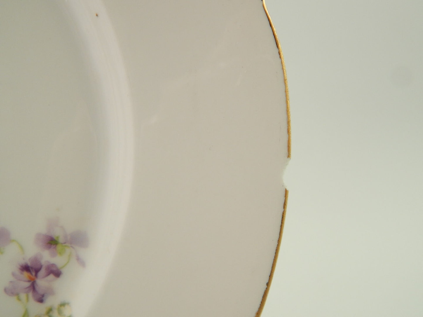 ANTICO LOTTO 6 PIATTI LIBERTY PORCELLANA BAVARIA VIOLETTE FINE 800 CON DIFETTI