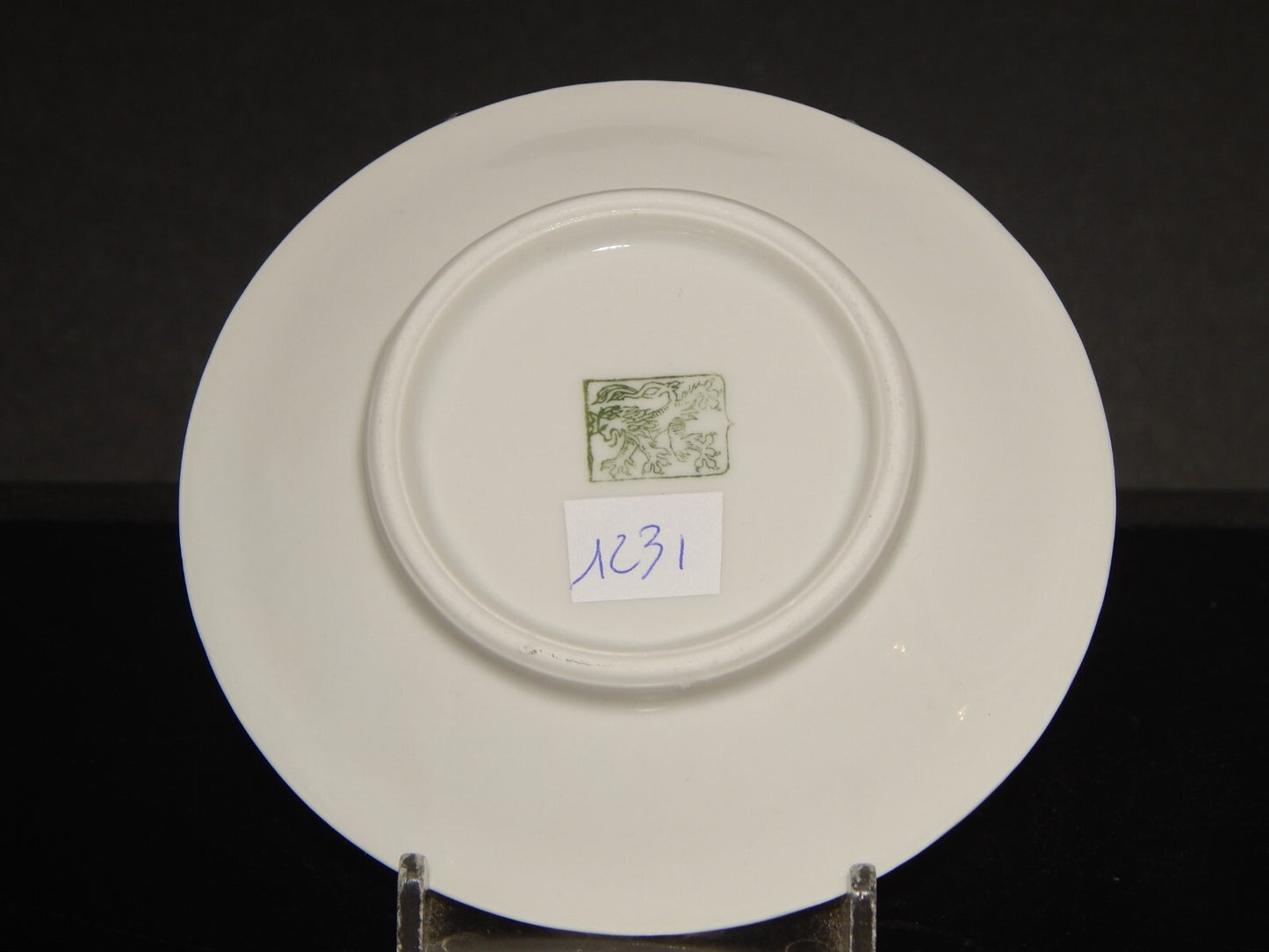 ANTICA TAZZINA CAFFÈ PORCELLANA BIANCA GHIRLANDE PICCOLE FOGLIE VERDI