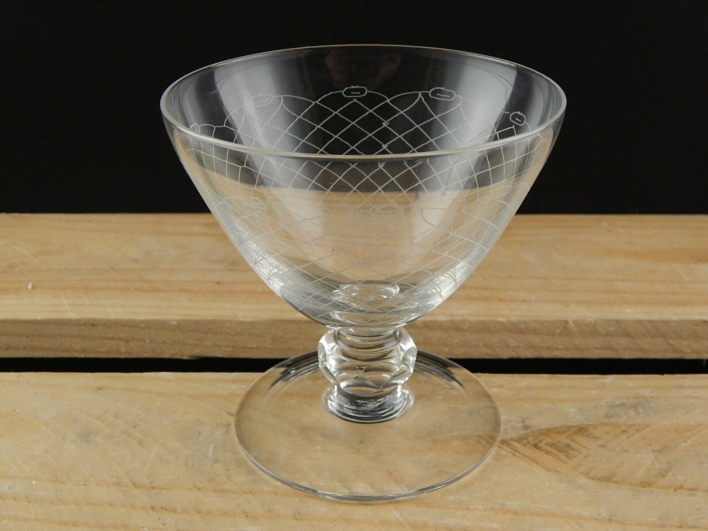 ANTICO BICCHIERE CALICE CRISTALLO INCISO PUNTA DIAMANTE EPOCA ART DECO