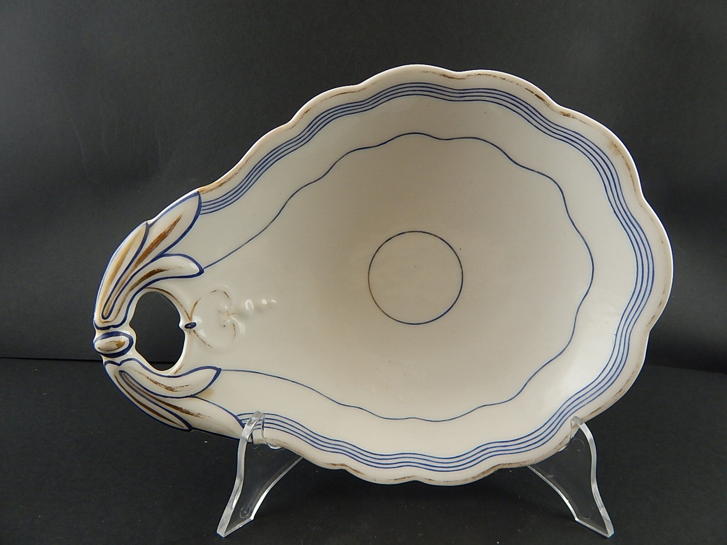 ANTICA RAVIERA CONCHIGLIA VASSOIO PORCELLANA PARIGI BIANCA BLU ORO NAPOLEONE III