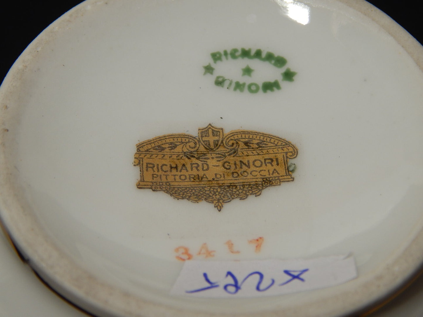 ANTICO SERVIZIO TE' PORCELLANA RICHARD GINORI CARTIGLIO PITTORIA DI DOCCIA