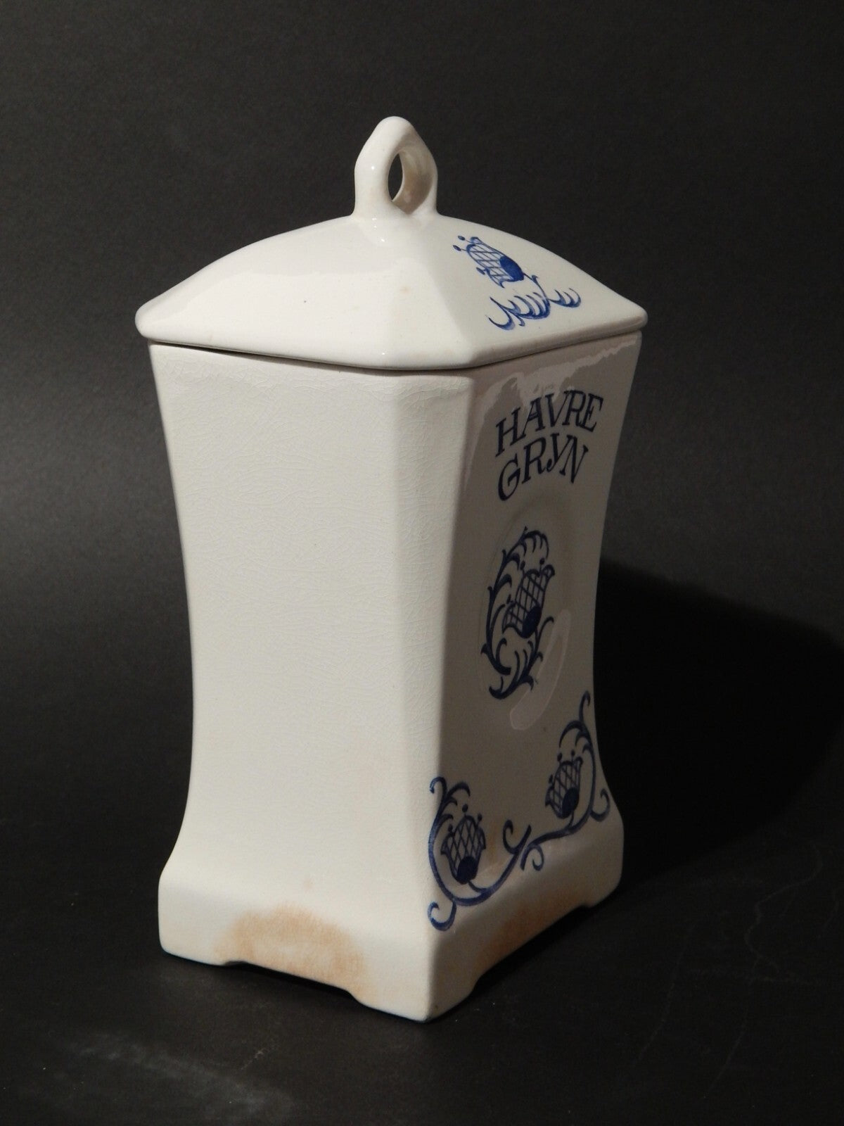 ANTICO RARO LIBERTY VASO BARATTOLO CUCINA CERAMICA RORSTRAND HAVRE GRYN SEMOLA